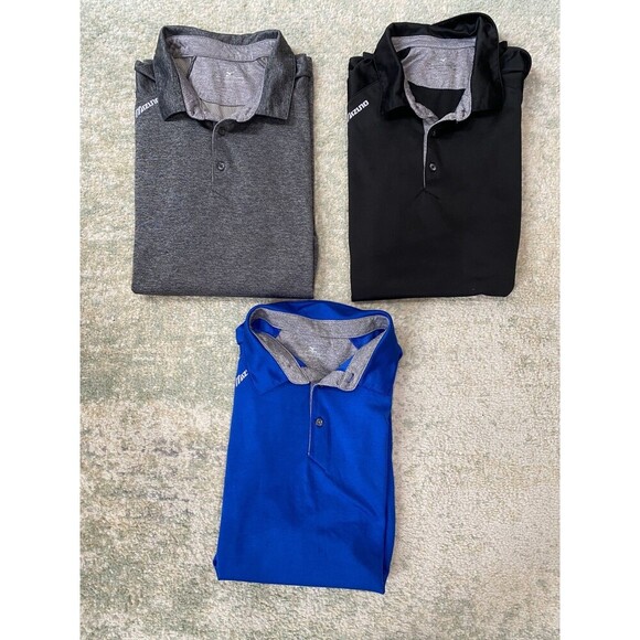 Lot (3) Mizuno Performance Sz XXL Golf Polos Solid Black Gray Blue Stretch Men's - Picture 1 of 10
